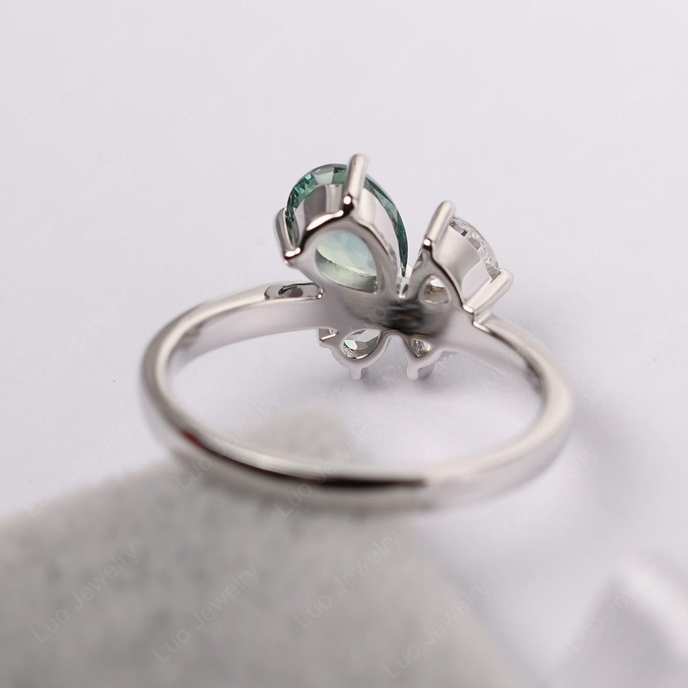 Pear Green Sapphire Cluster Engagement Ring - LUO Jewelry