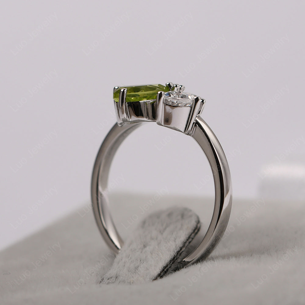 Pear Peridot Cluster Engagement Ring - LUO Jewelry