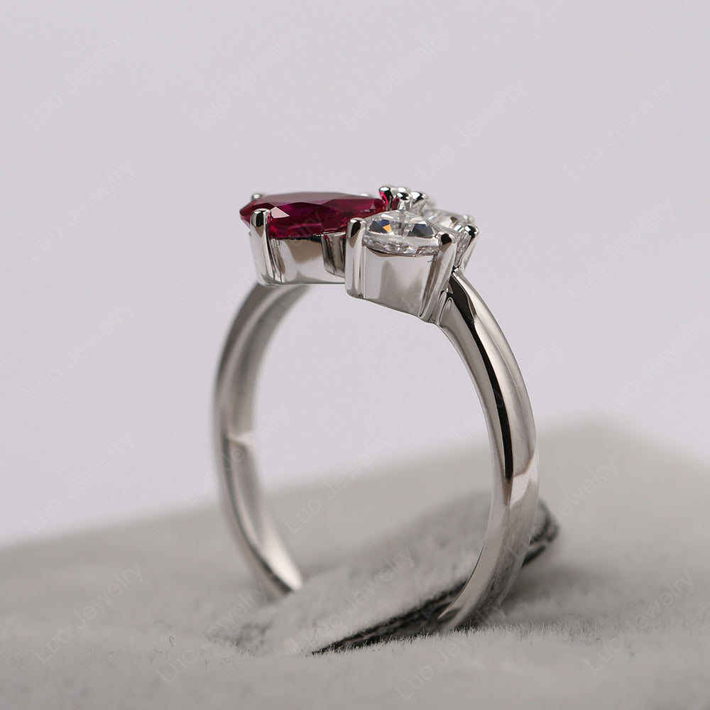 Pear Ruby Cluster Engagement Ring - LUO Jewelry