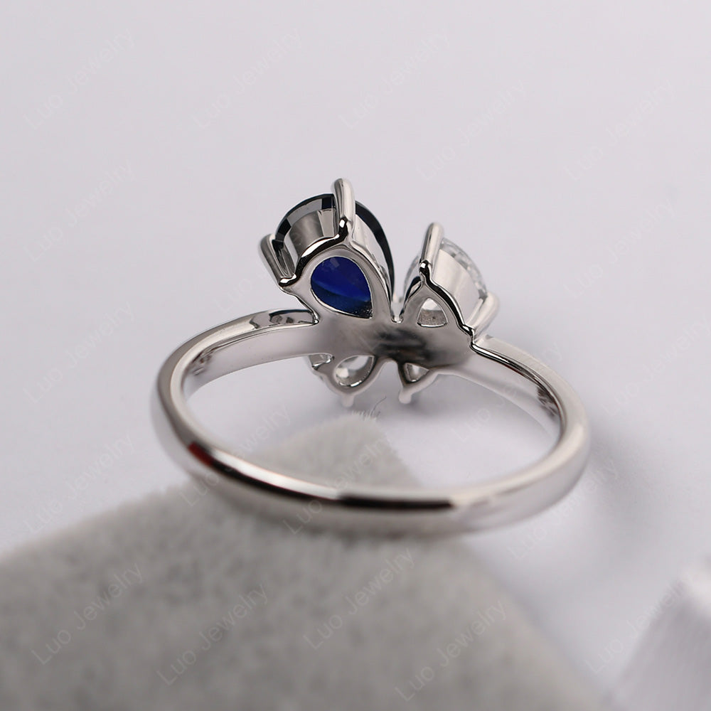 Pear Lab Sapphire Cluster Engagement Ring - LUO Jewelry