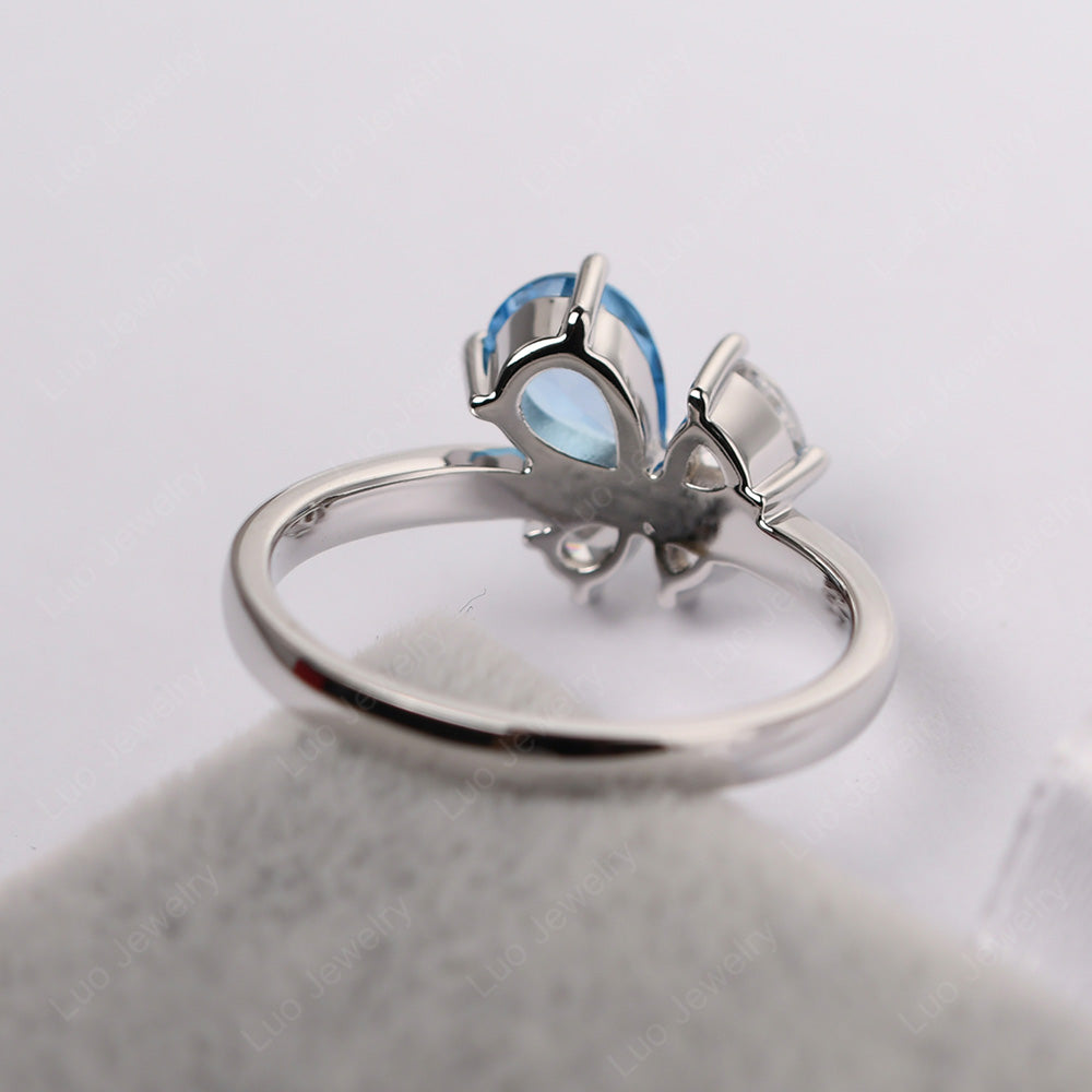 Pear Swiss Blue Topaz Cluster Engagement Ring - LUO Jewelry