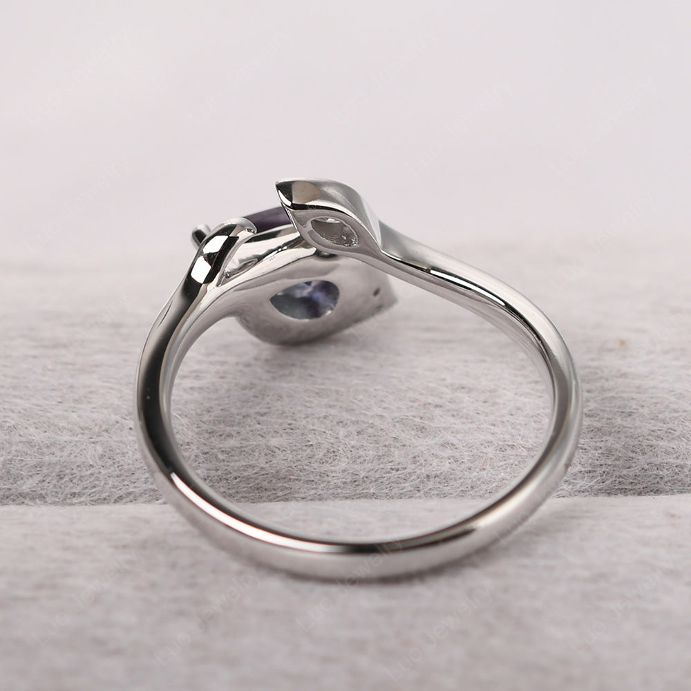 Pear Shaped Alexandrite Leaf Engagement Ring - LUO Jewelry
