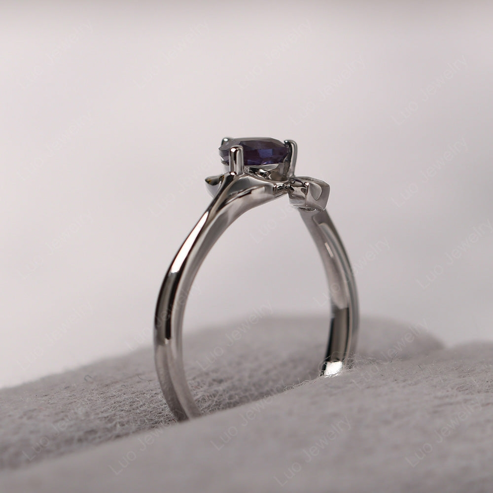Pear Shaped Alexandrite Leaf Engagement Ring - LUO Jewelry