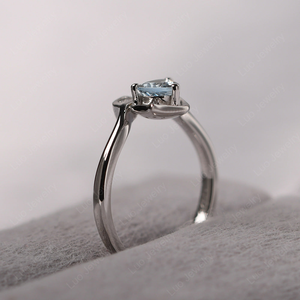 Pear Shaped Aquamarine Leaf Engagement Ring - LUO Jewelry