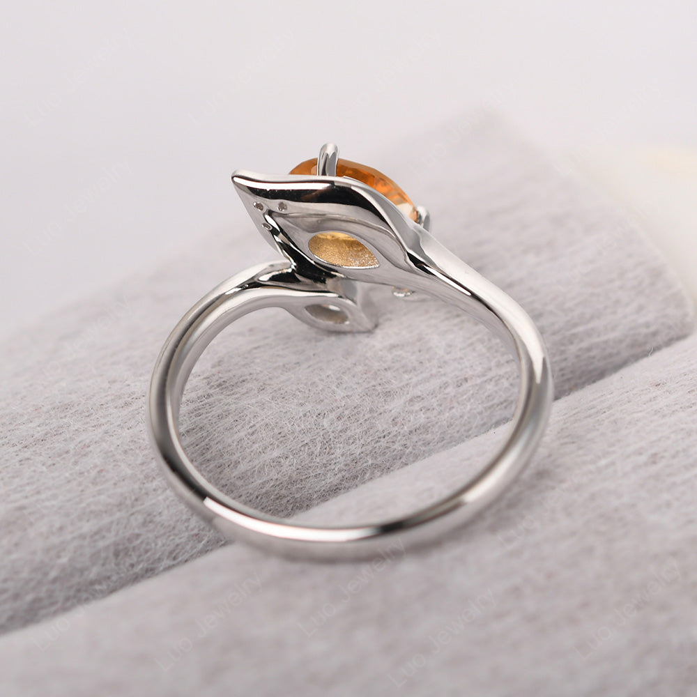 Pear Shaped Citrine Leaf Engagement Ring - LUO Jewelry