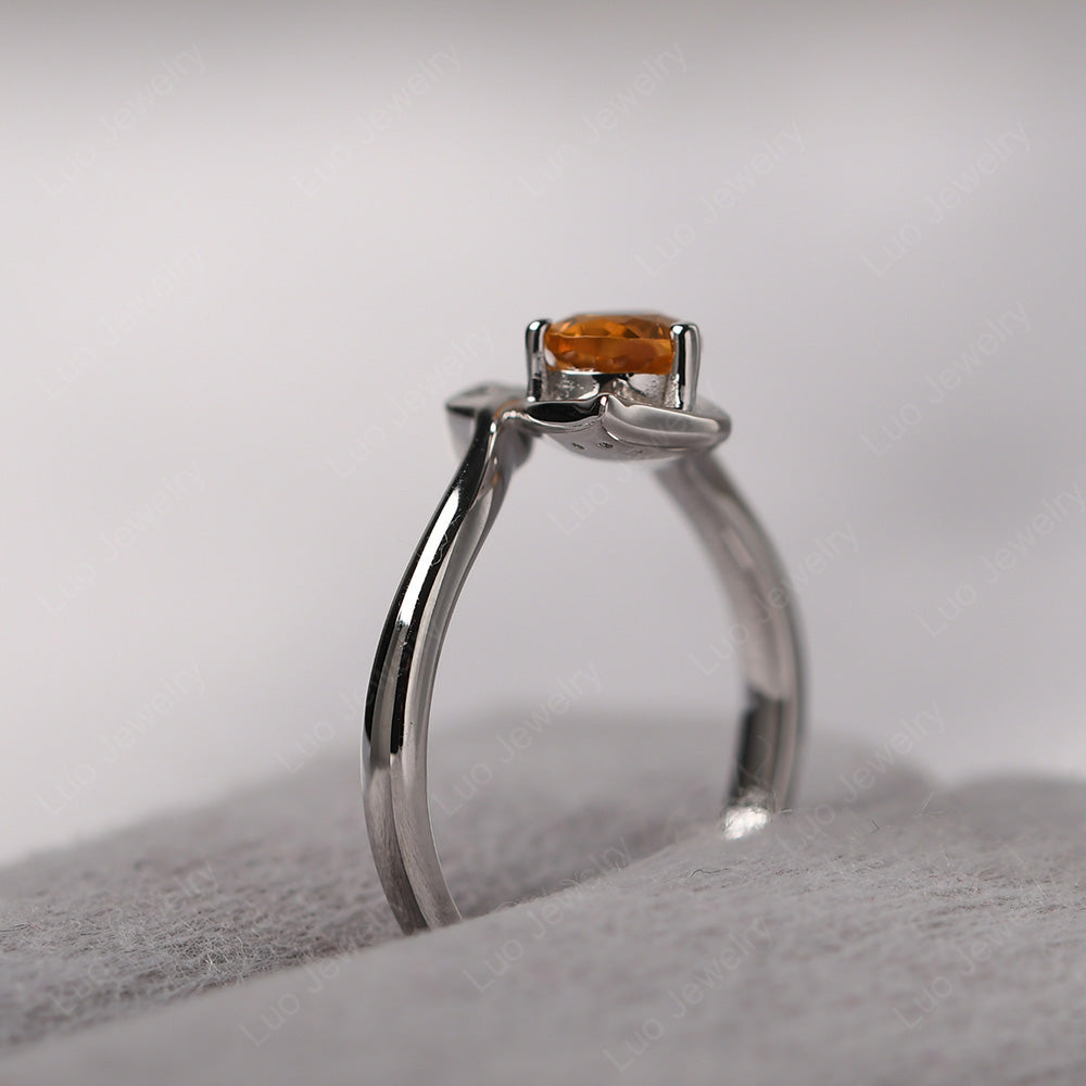 Pear Shaped Citrine Leaf Engagement Ring - LUO Jewelry