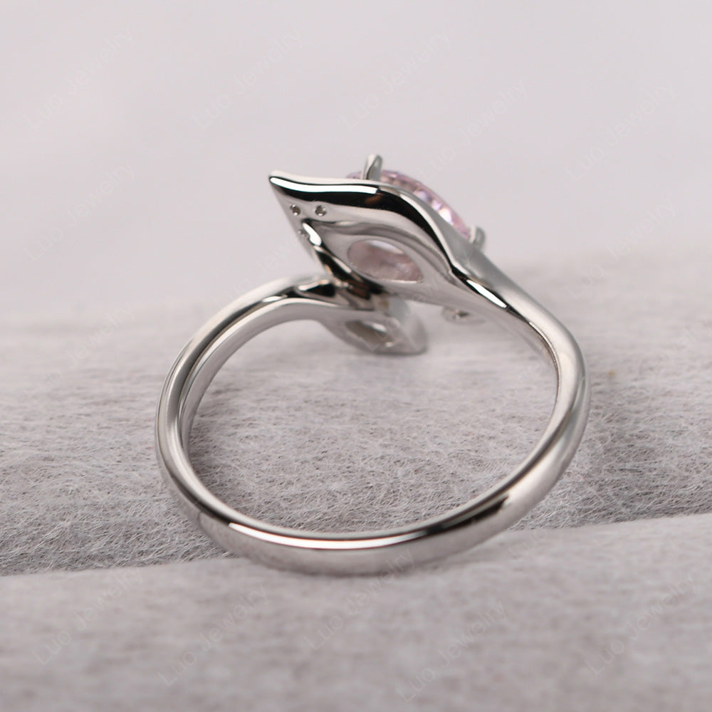 Pear Shaped Cubic Zirconia Leaf Engagement Ring - LUO Jewelry