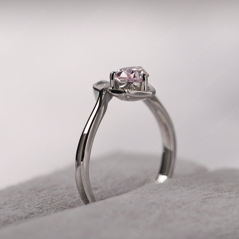 Pear Shaped Cubic Zirconia Leaf Engagement Ring - LUO Jewelry