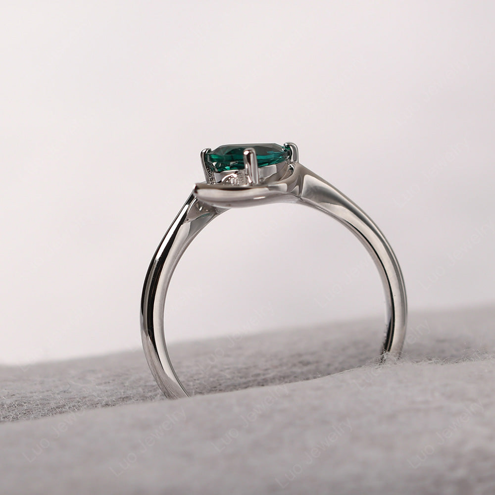 Pear Shaped Emerald Leaf Engagement Ring - LUO Jewelry