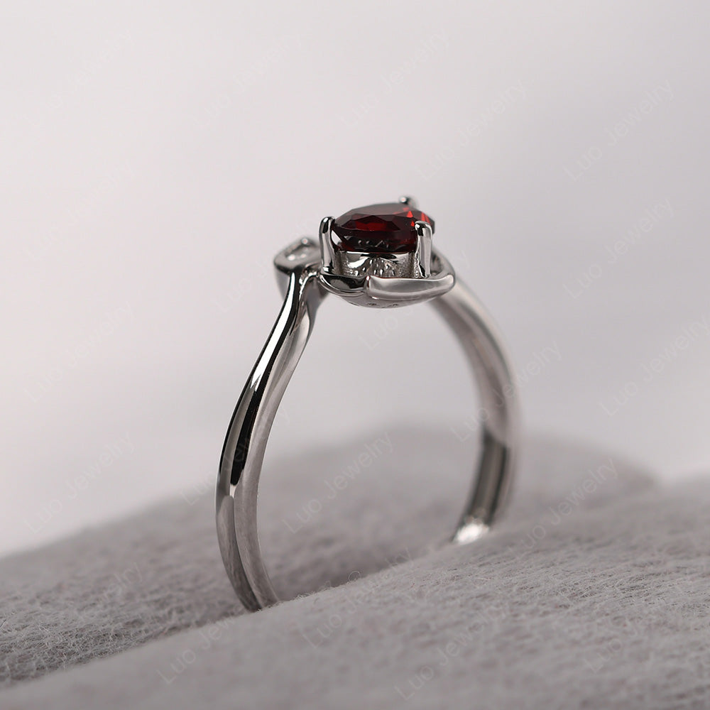 Pear Shaped Garnet Leaf Engagement Ring - LUO Jewelry