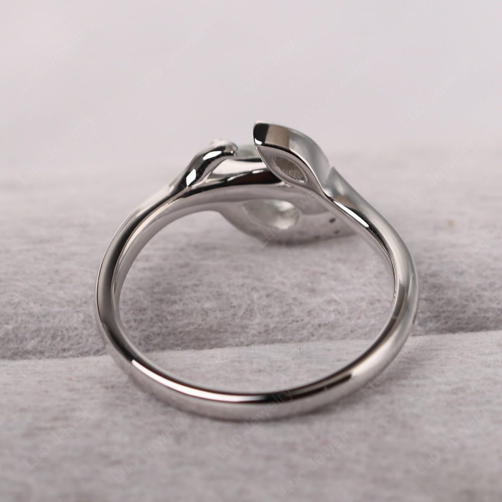 Pear Shaped Green Amethyst Leaf Engagement Ring - LUO Jewelry