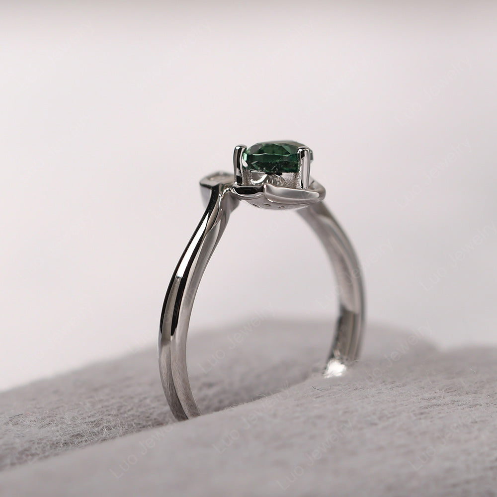 Pear Shaped Green Sapphire Leaf Engagement Ring - LUO Jewelry