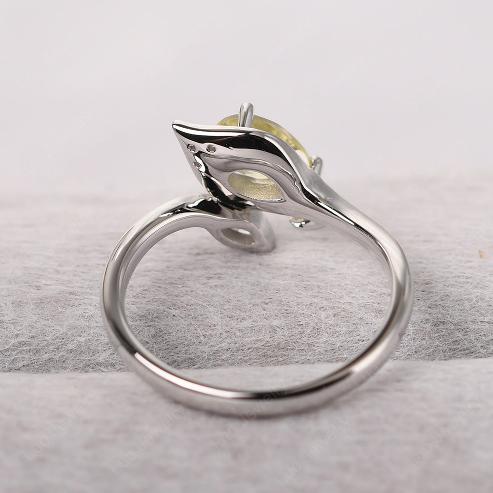 Pear Shaped Lemon Quartz Leaf Engagement Ring - LUO Jewelry