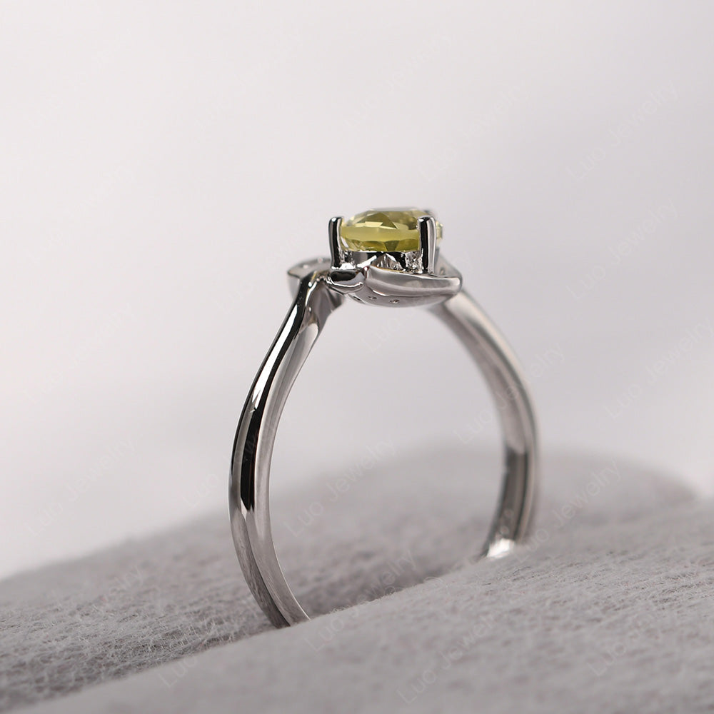 Pear Shaped Lemon Quartz Leaf Engagement Ring - LUO Jewelry