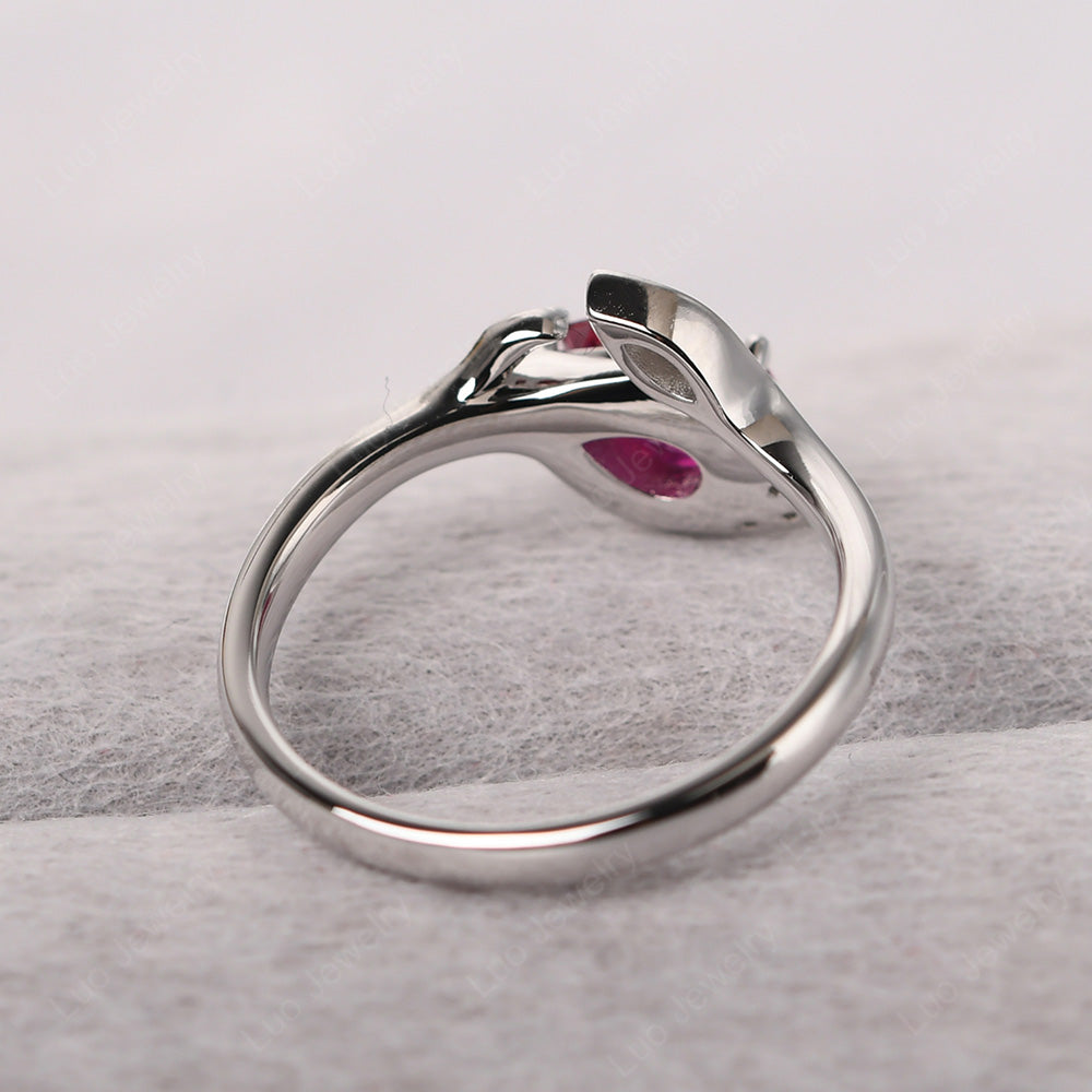 Pear Shaped Ruby Leaf Engagement Ring - LUO Jewelry