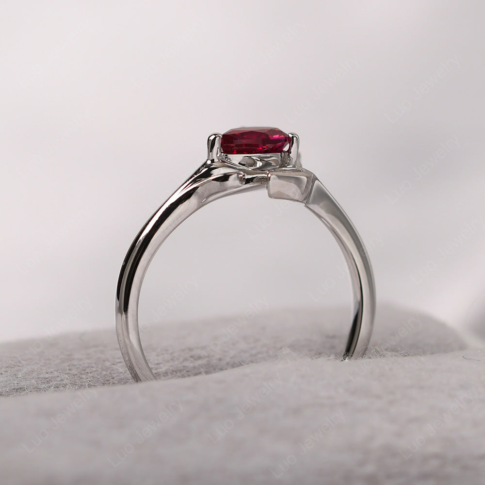 Pear Shaped Ruby Leaf Engagement Ring - LUO Jewelry