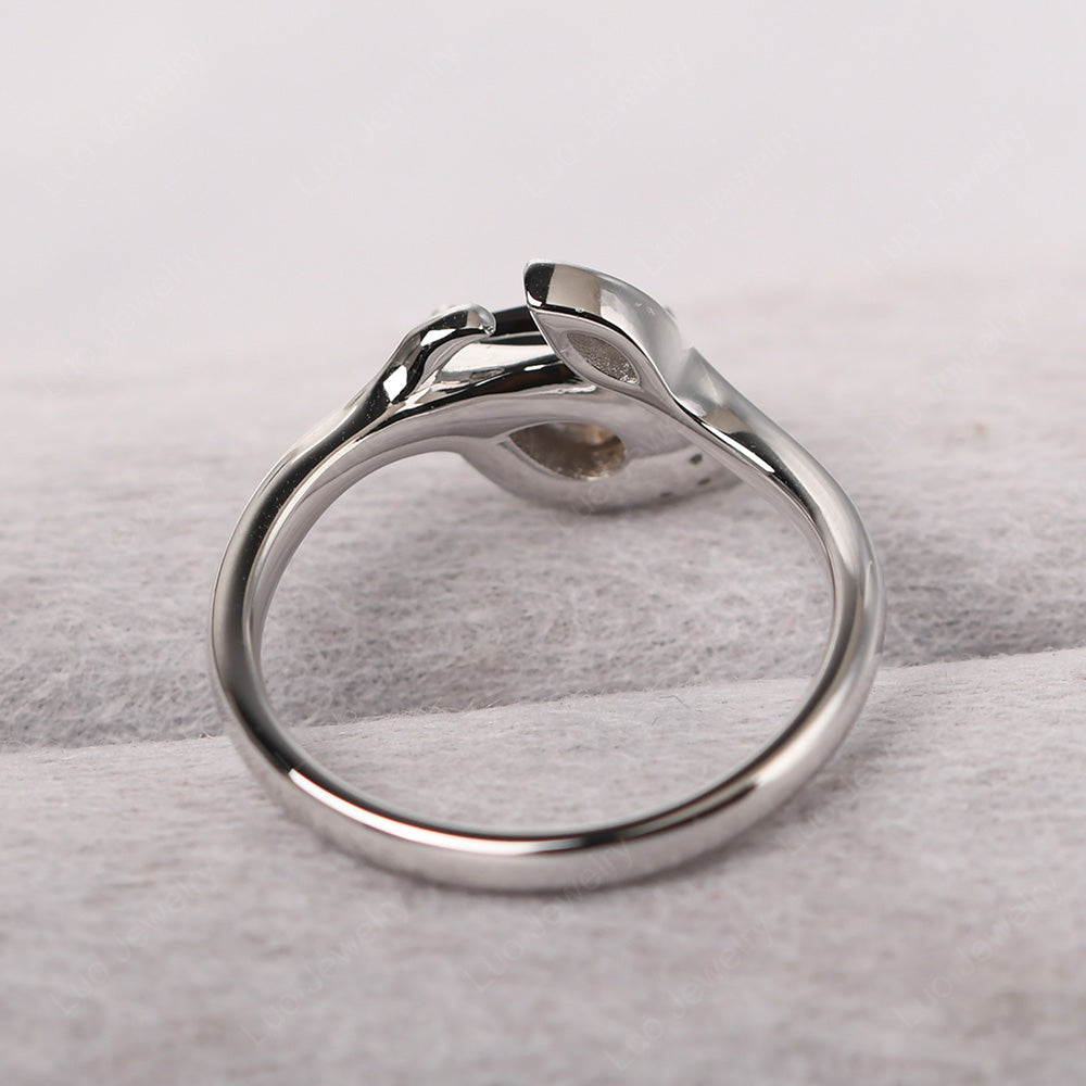 Pear Shaped Smoky Quartz  Leaf Engagement Ring - LUO Jewelry