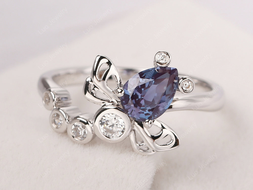 Dragonfly Ring Alexandrite Engagement Ring - LUO Jewelry
