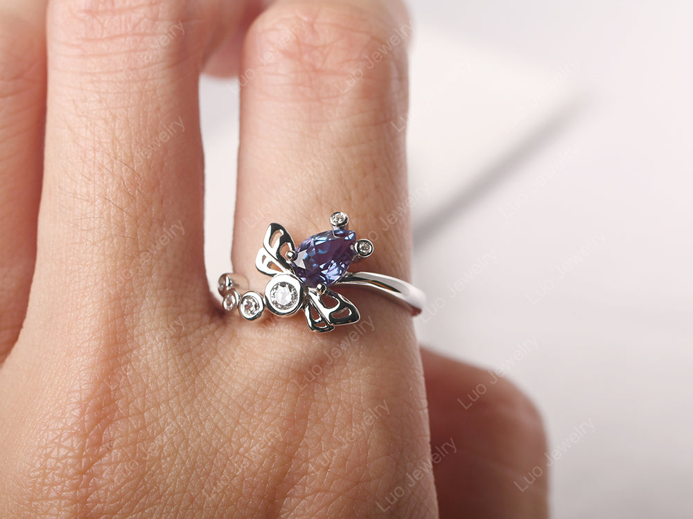 Dragonfly Ring Alexandrite Engagement Ring - LUO Jewelry