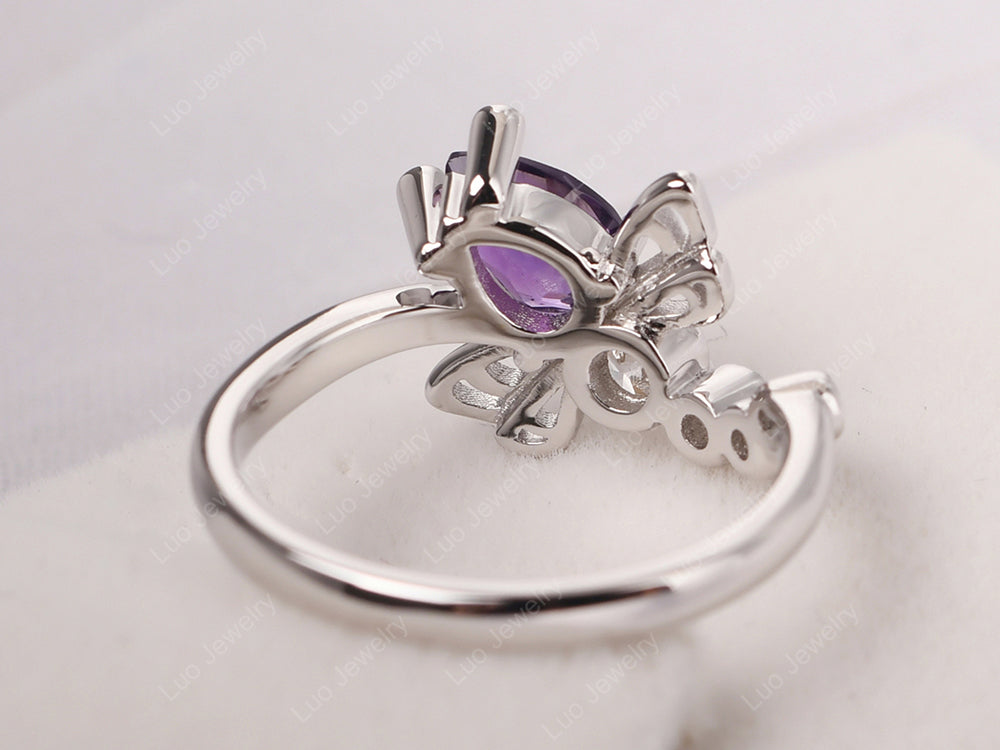 Dragonfly Ring Amethyst Engagement Ring - LUO Jewelry