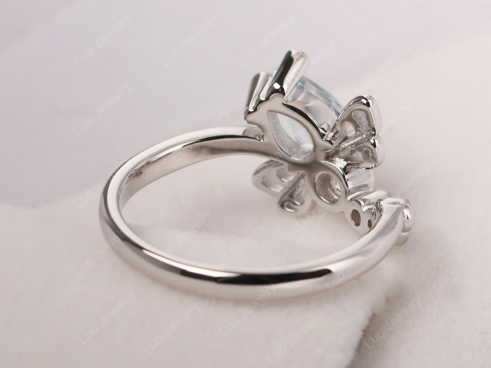 Dragonfly Ring Aquamarine Engagement Ring - LUO Jewelry