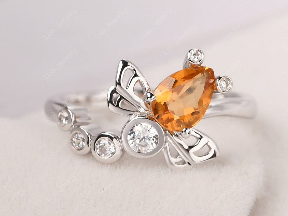 Dragonfly Ring Citrine Engagement Ring - LUO Jewelry