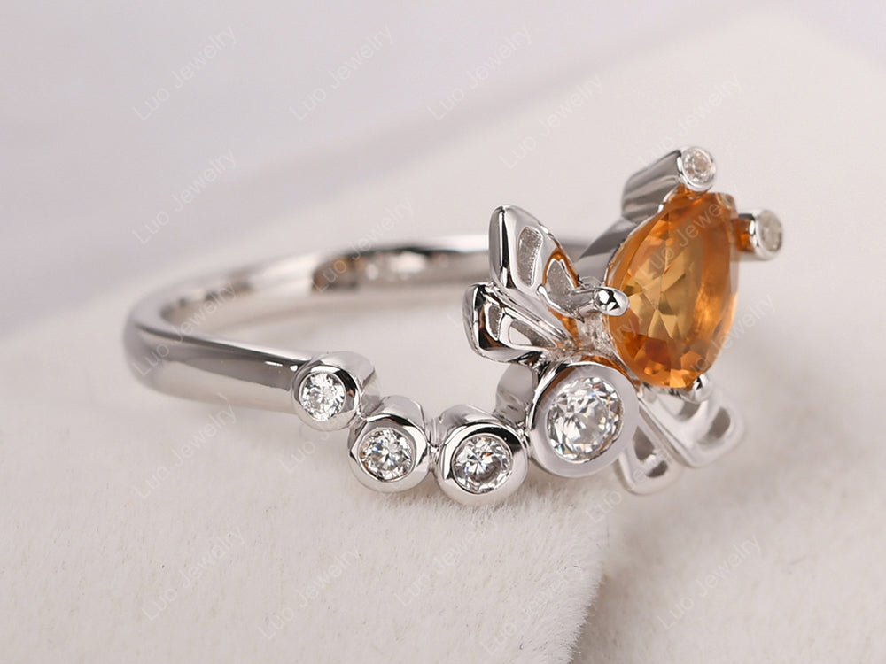 Dragonfly Ring Citrine Engagement Ring - LUO Jewelry