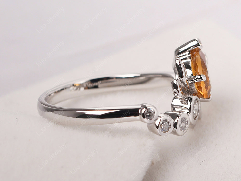 Dragonfly Ring Citrine Engagement Ring - LUO Jewelry