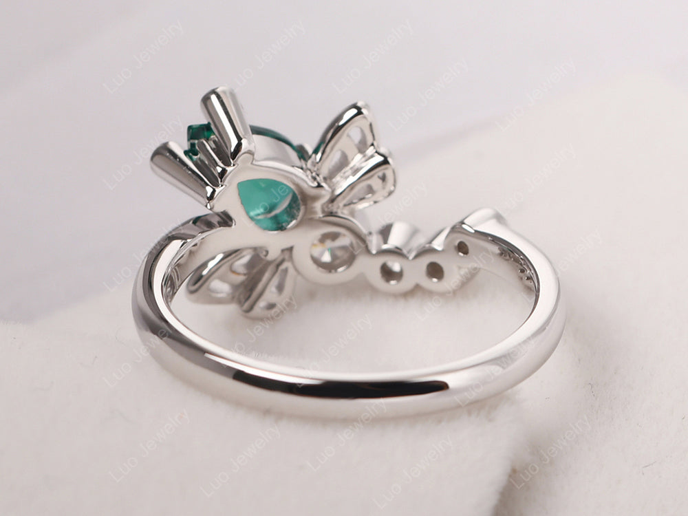 Dragonfly Ring Emerald Engagement Ring - LUO Jewelry