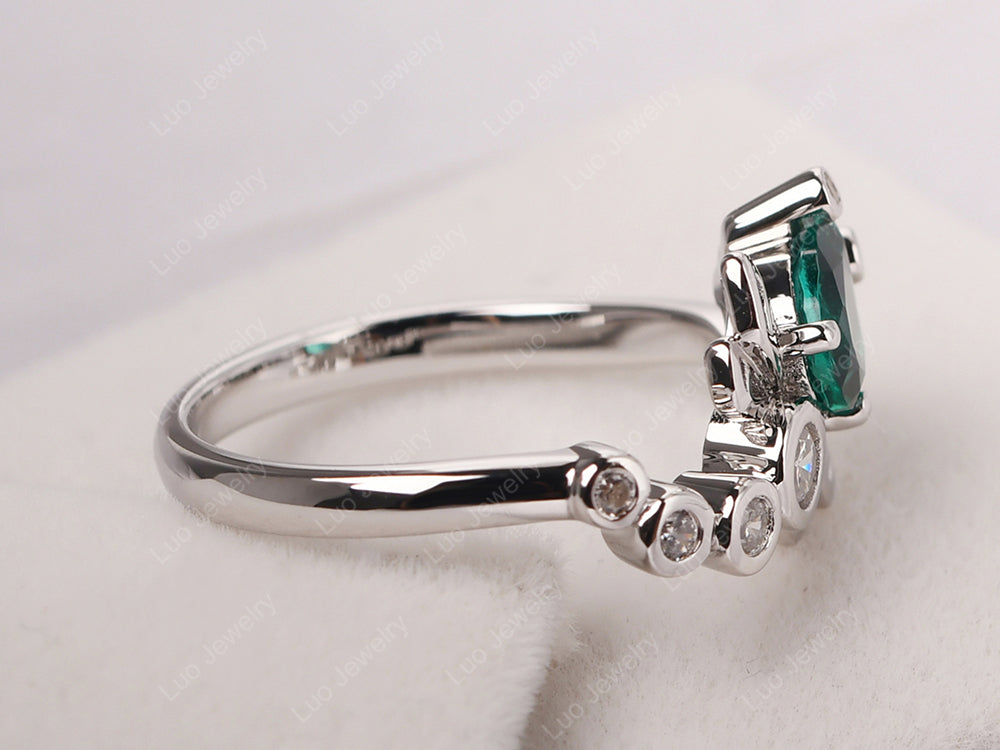 Dragonfly Ring Emerald Engagement Ring - LUO Jewelry