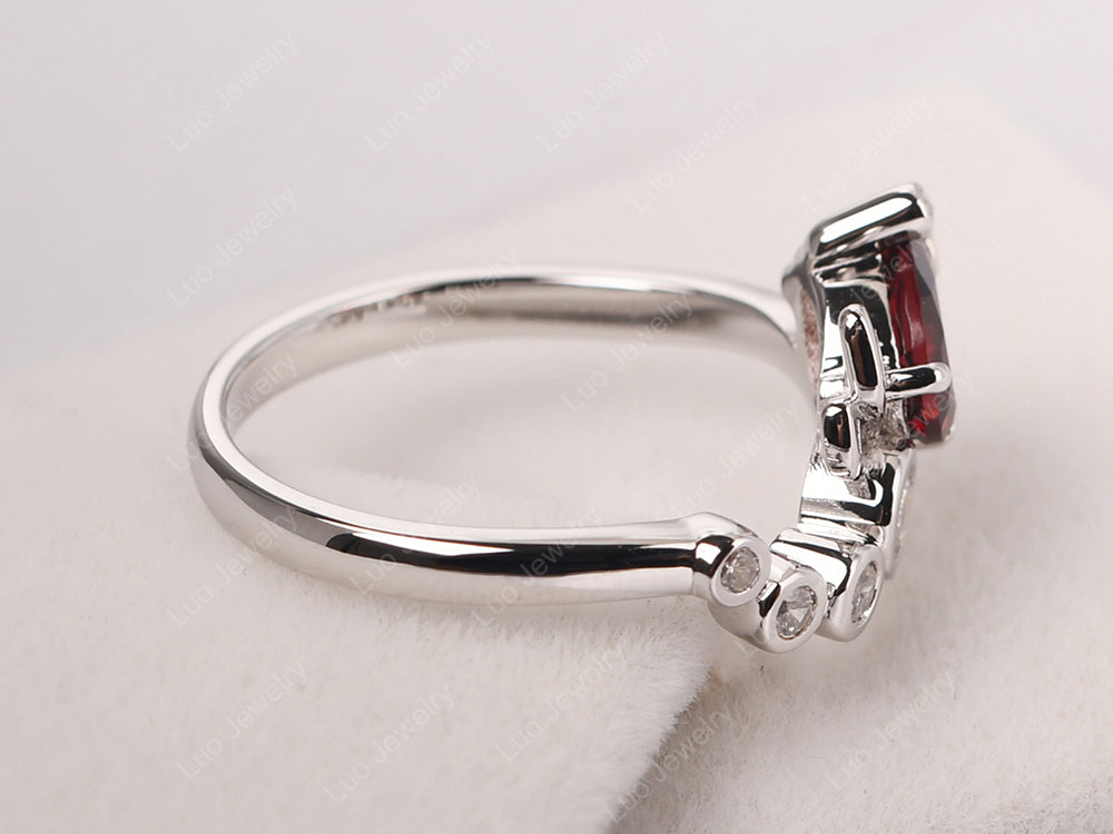 Dragonfly Ring Garnet Engagement Ring - LUO Jewelry