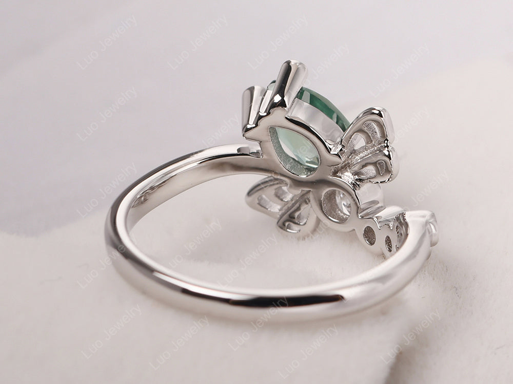 Dragonfly Ring Green Sapphire Engagement Ring - LUO Jewelry