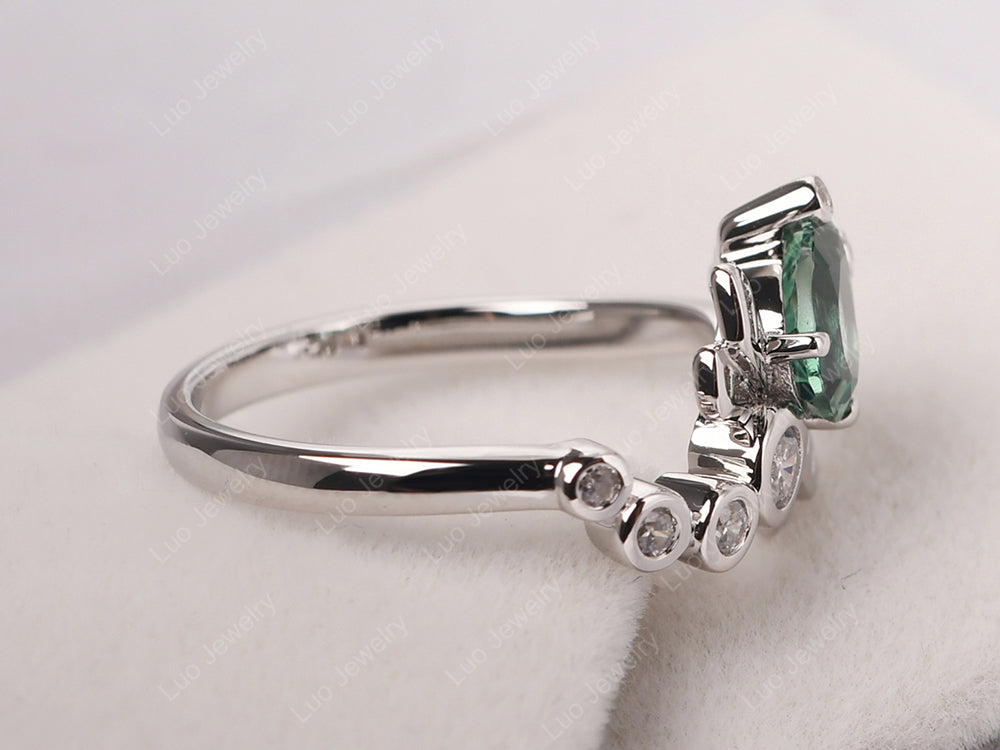 Dragonfly Ring Green Sapphire Engagement Ring - LUO Jewelry