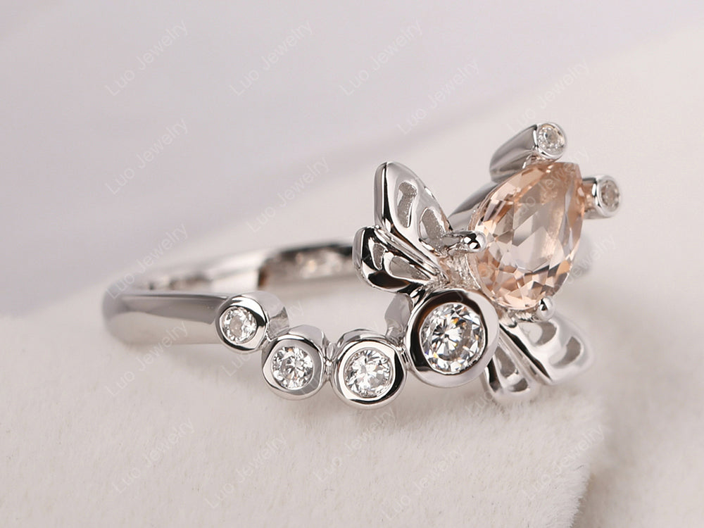 Dragonfly Ring Morganite Engagement Ring - LUO Jewelry