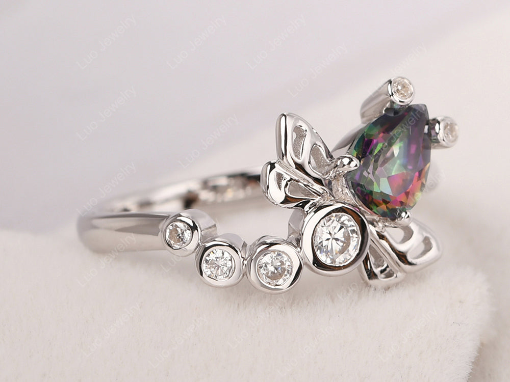Dragonfly Ring Mystic Topaz Engagement Ring - LUO Jewelry