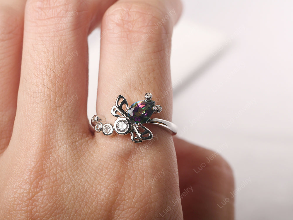 Dragonfly Ring Mystic Topaz Engagement Ring - LUO Jewelry