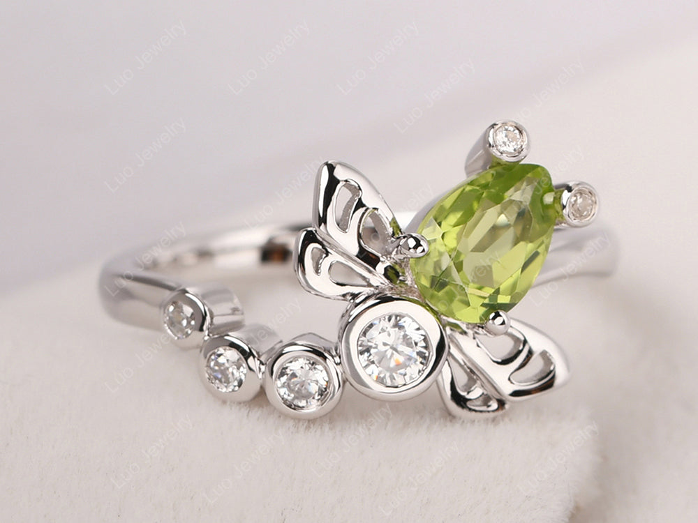 Dragonfly Ring Peridot Engagement Ring - LUO Jewelry