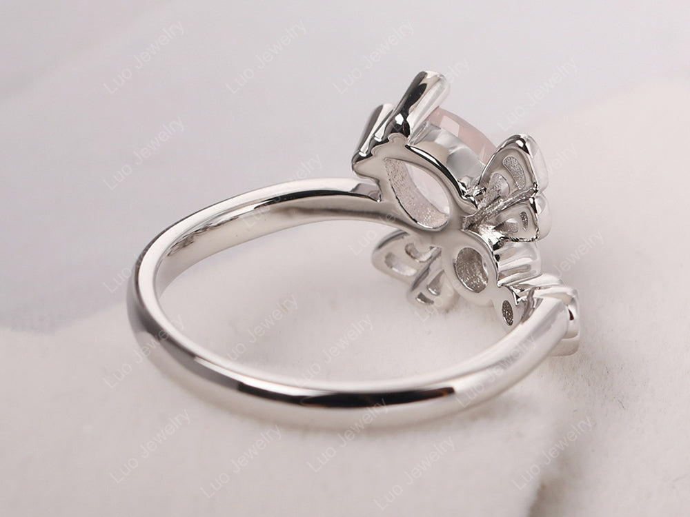 Dragonfly Ring Rose Quartz Engagement Ring - LUO Jewelry