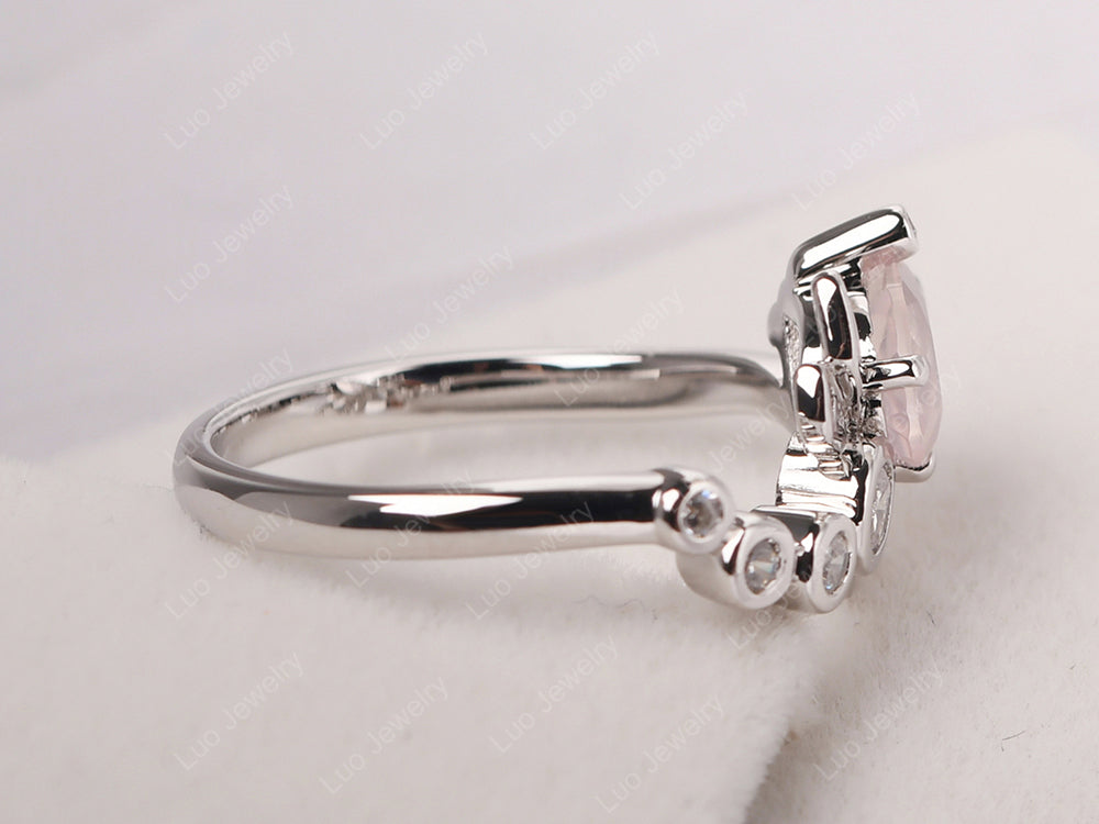 Dragonfly Ring Rose Quartz Engagement Ring - LUO Jewelry