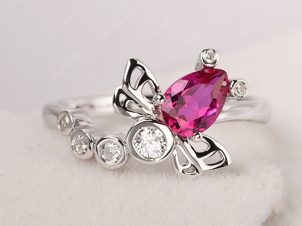 Dragonfly Ring Ruby Engagement Ring - LUO Jewelry