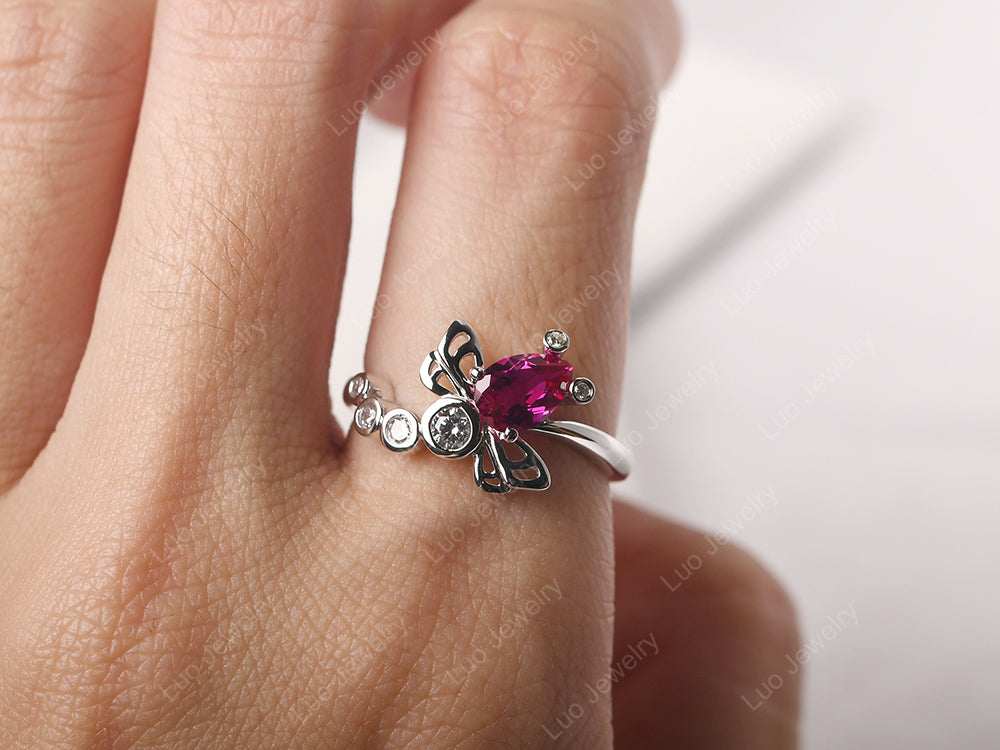 Dragonfly Ring Ruby Engagement Ring - LUO Jewelry