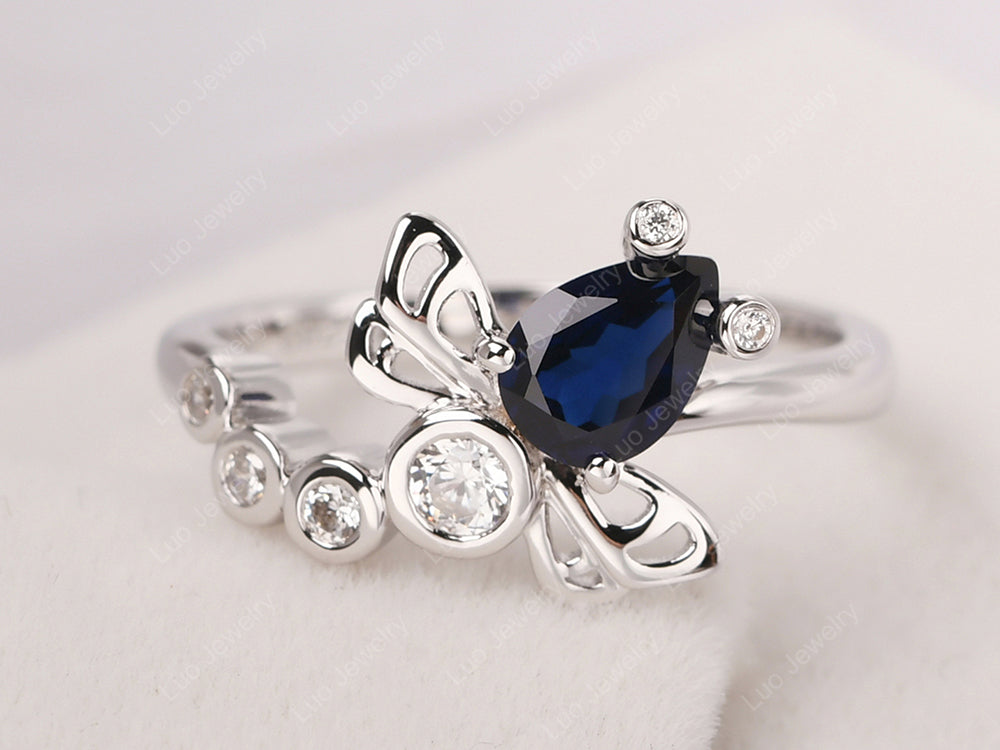 Dragonfly Ring Sapphire Engagement Ring - LUO Jewelry