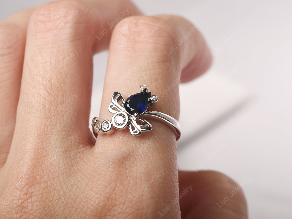 Dragonfly Ring Sapphire Engagement Ring - LUO Jewelry