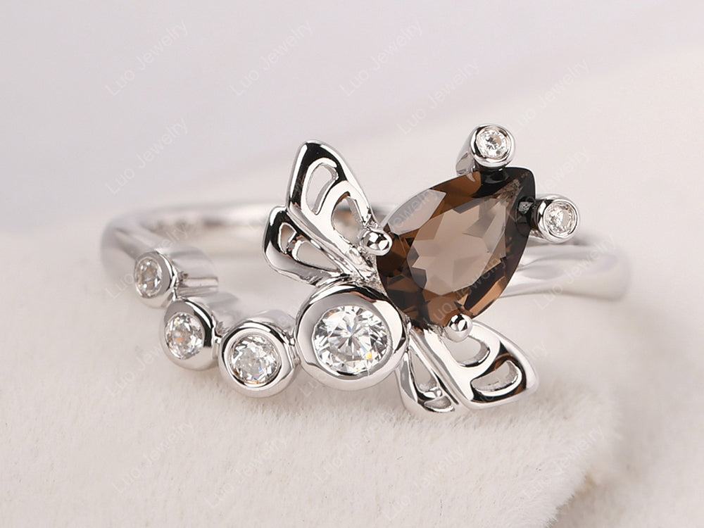 Dragonfly Ring Smoky Quartz  Engagement Ring - LUO Jewelry