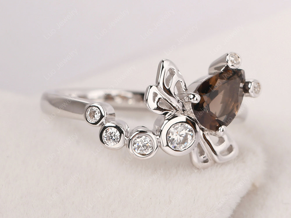 Dragonfly Ring Smoky Quartz  Engagement Ring - LUO Jewelry