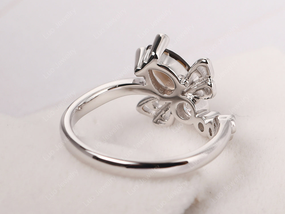 Dragonfly Ring Smoky Quartz  Engagement Ring - LUO Jewelry