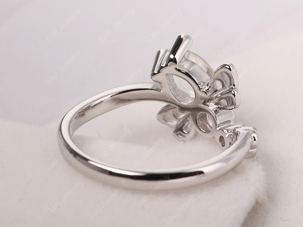 Dragonfly Ring White Topaz Engagement Ring - LUO Jewelry