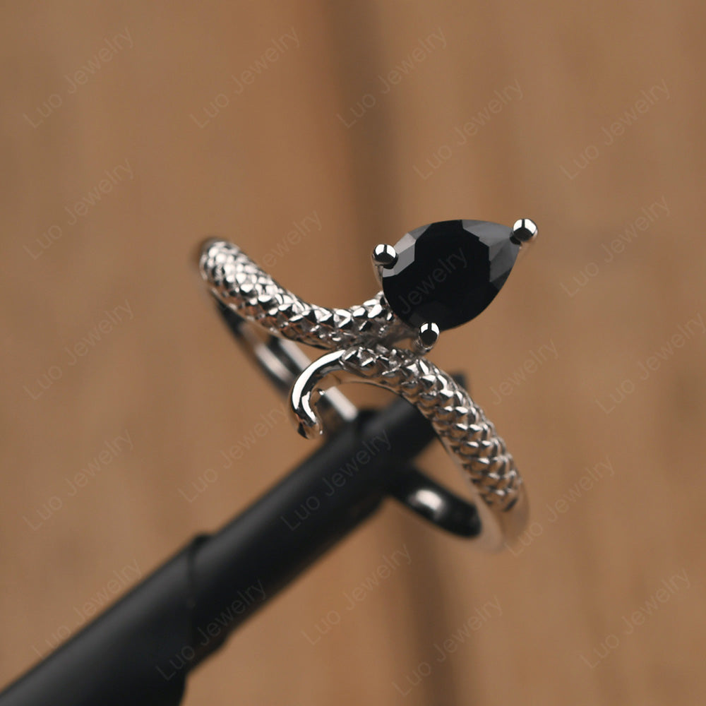 Black Spinel Snake Ring - LUO Jewelry