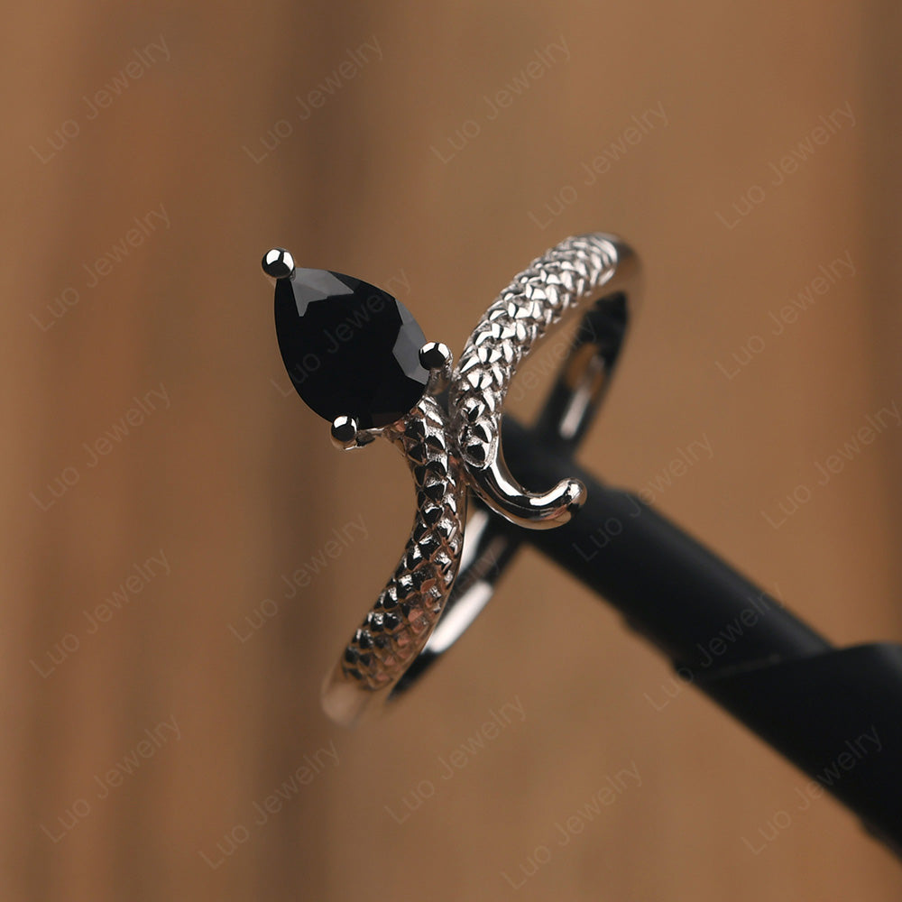 Black Spinel Snake Ring - LUO Jewelry