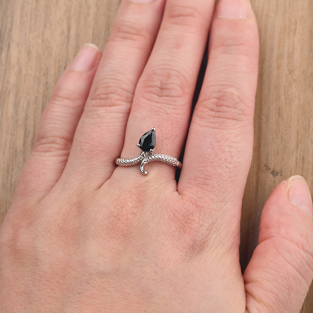 Black Spinel Snake Ring - LUO Jewelry